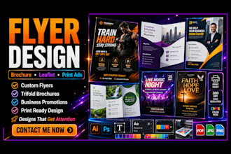 design custom flyer, trifold brochure, business flyer or leaflet design