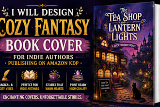 design a cozy fantasy book cover for indie authors publishing for KDP