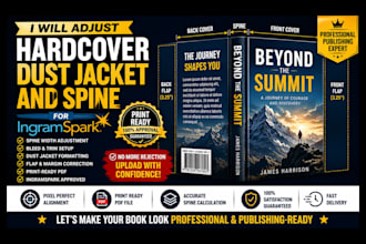 adjust hardcover dust jacket and spine for ingramspark