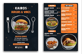design amazing editable food restaurant menu