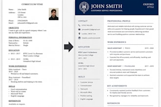 create a professional ats friendly CV or resume