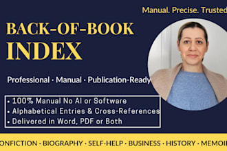 create a professional back of book index for your nonfiction book indexing