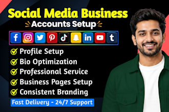 create and setup social media business accounts and facebook business page setup