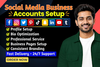create social media accounts and business page setup