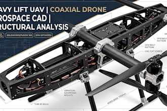 heavy lift uav coaxial drone aerospace cad structural analysis