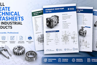 create technical datasheets for industrial products