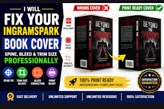 fix ingramspark book cover, spine, bleed and trim size professionally