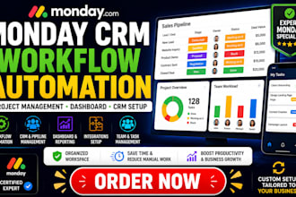 setup anything on monday CRM for project management, automation, dashboard