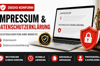 erstelle rechtssichere datenschutzerklarung und impressum fur ihre website