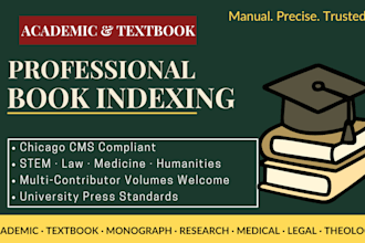 create a comprehensive academic, article and textbook index for publishers