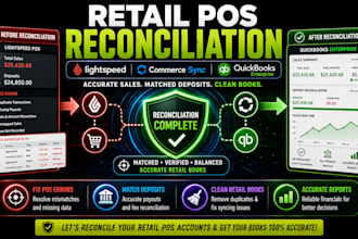reconcile sales from lightspeed, commerce sync and quickbooks for retail pos