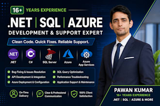 fix  dot net, azure, API, sql server and c sharp application issues or poc