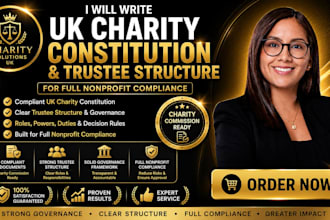 write UK charity constitution andtrustee structure for full nonprofit compliance