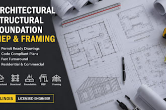 design architectural, structural, foundation, mep, and framing drawings illinois