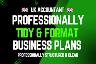 professionally format and tidy your business plan