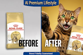 create ai premium lifestyle pet product photography with dogs and cats