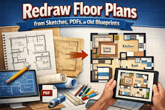 redraw floor plan into autocad 2d and 3d house layout