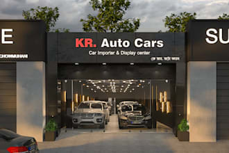 create realistic parking garage, valet parking area, cinematic walkthrough, cgi