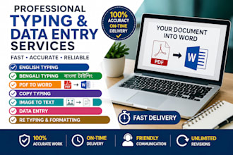english and bengali typing, PDF to word, and data entry