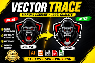 manually vector trace redraw logo to ai eps svg