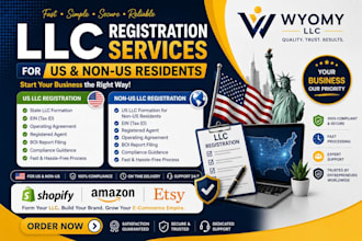 register US llc and ein for non US resident, amazon, shopify, esty