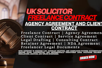 draft freelance contract, agency agreement, client contract UK solicitor