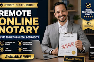 provide certified remote online notary public for legal documents usps from 1582