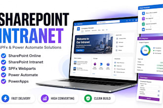 develop sharepoint online intranet, spfx webparts and power automate workflows