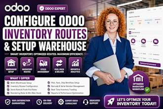configure odoo inventory routes and setup warehouse
