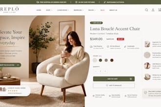 design shopify pagefiy furniture home  decor website replo gempages one product