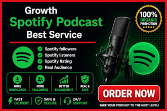 promote apple podcast and spotify podcast to increase real listeners