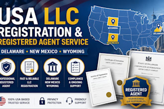 be your delaware, new mexico or wyoming registered agent, USA llc registration