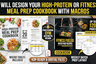 design your high protein or fitness meal prep cookbook with macros