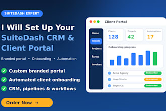 configure suitedash CRM, client portal for your agency with portals and workflow