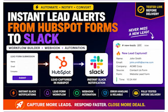 set up slack hubspot lead form submission workflow notification automation