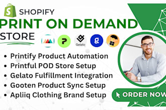 setup shopify print on demand store shopify pod printful printify gelato apliiq