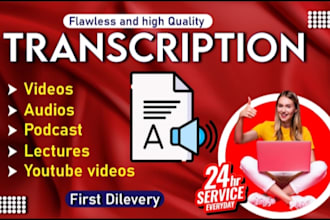 transcribe audio and video english and bengali 24hr delivery