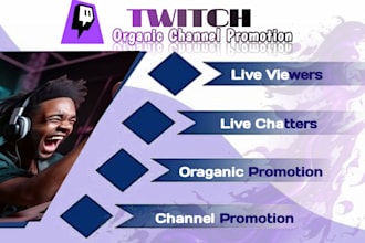organic twitch for affiliate, twitch channel promotion for live viewers, chatter