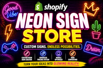 build a shopify neon sign store with custom led design