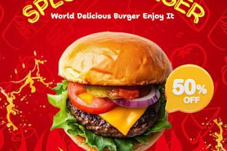 design food posters, restaurant flyers, and social media ads