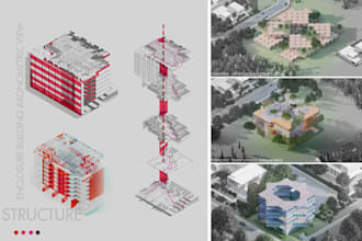 do architecture diagrams, concepts and detailed 3d rendering