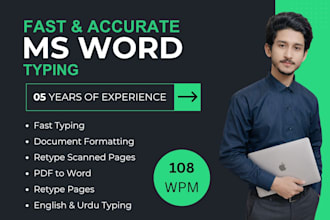 fast ms word typing, PDF to word and retype pages