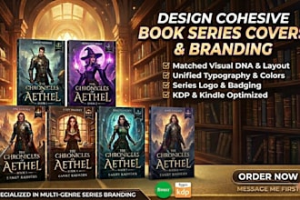 design a cohesive book series cover package with branding