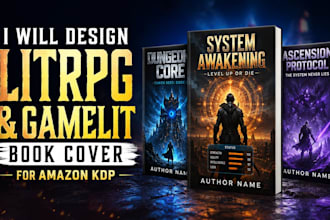 design a litrpg and gamelit book cover for amazon KDP
