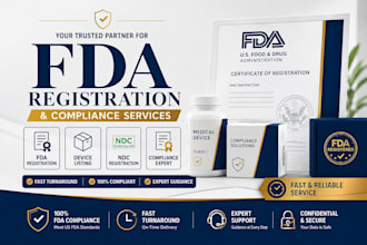 handle fda 510k submission, device listing, ndc, fda registration and compliance