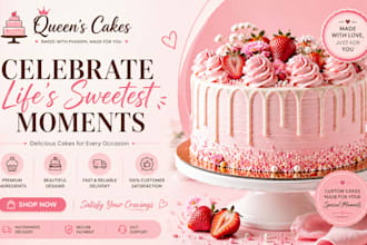 design a stunning cake shopify store cookies store pastry website dropshipping