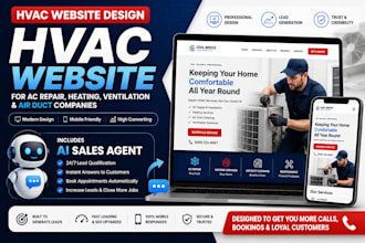 design hvac website for ac repair, ventilation companies with ai sales agent