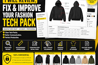 review fix and improve your fashion tech pack professionally