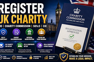 register UK charity cio charity commission 501c3 nonprofit cic