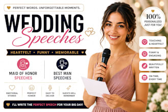 write heartfelt emotional hilarious maid of honor and best man wedding speeches